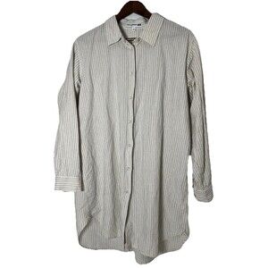 Ines de La Fressange x Uniqlo Women's Oversize Button Up Shirt Linen Blend Sz M